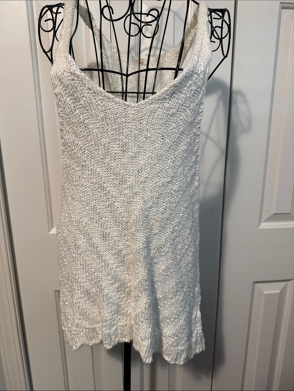 Free People White Open-Knit Tank Top